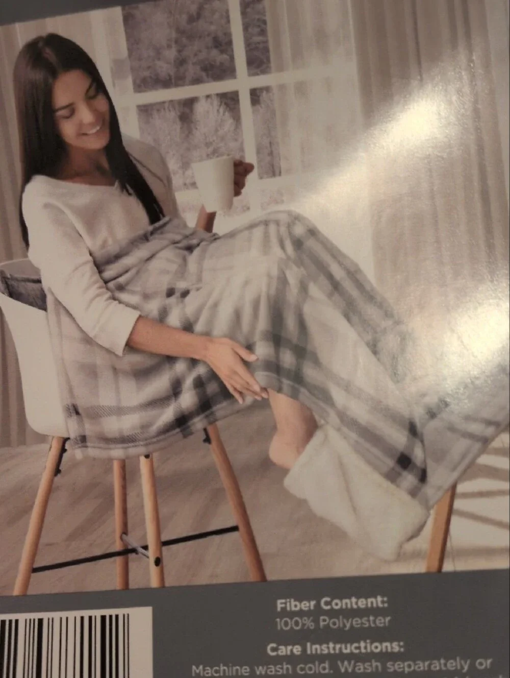 Comfort Bay Cozy Cuddler Throw Blanket - Cream and Light Gray